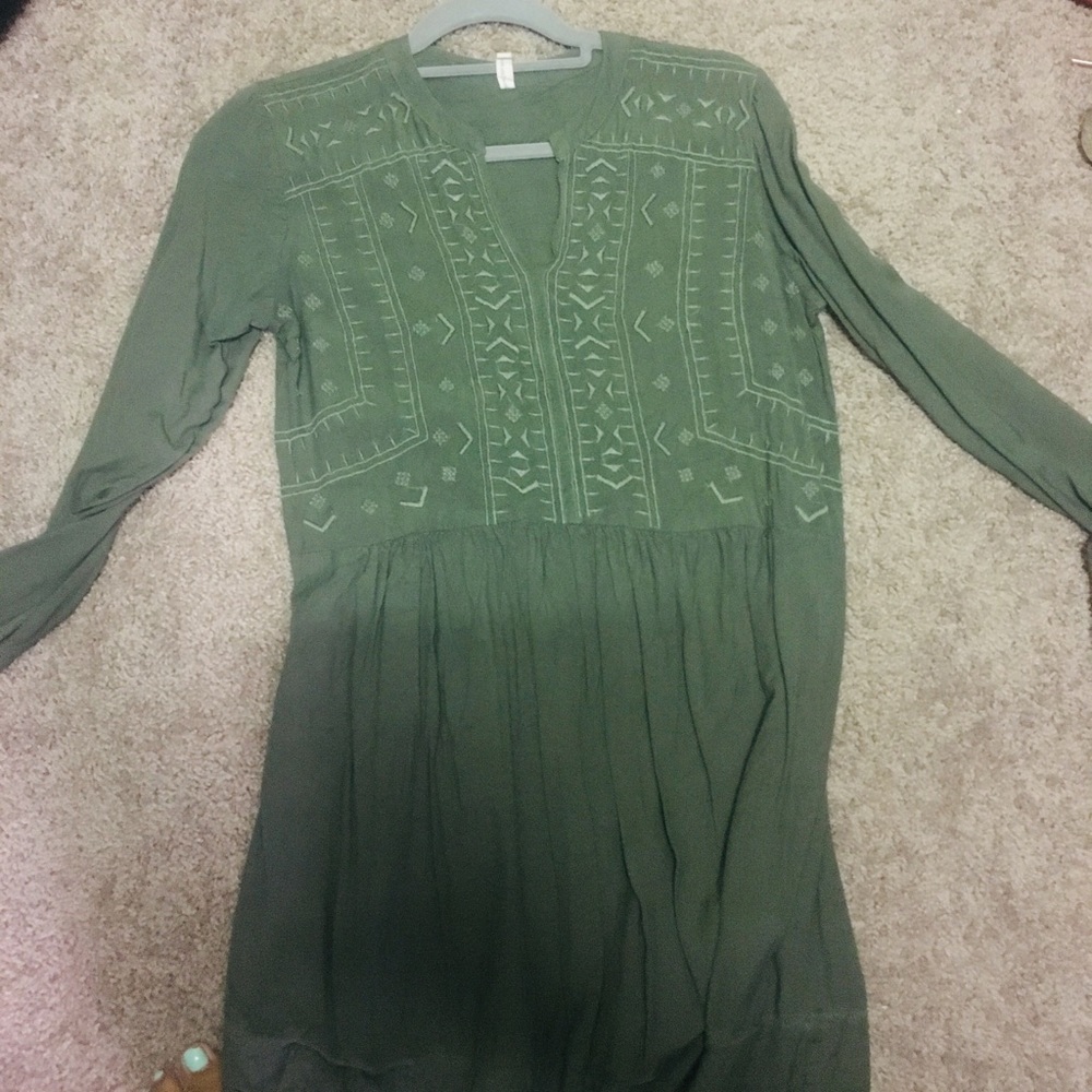 Olive green midi dress